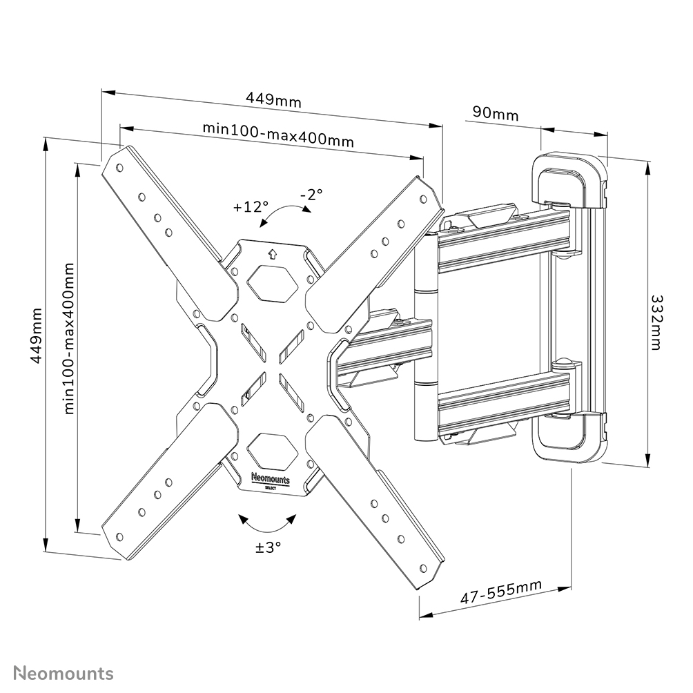 Neomounts WL40S-850BL14 TV-Wandhalterung 32-65" - volle Bewegung - schnelle Installation